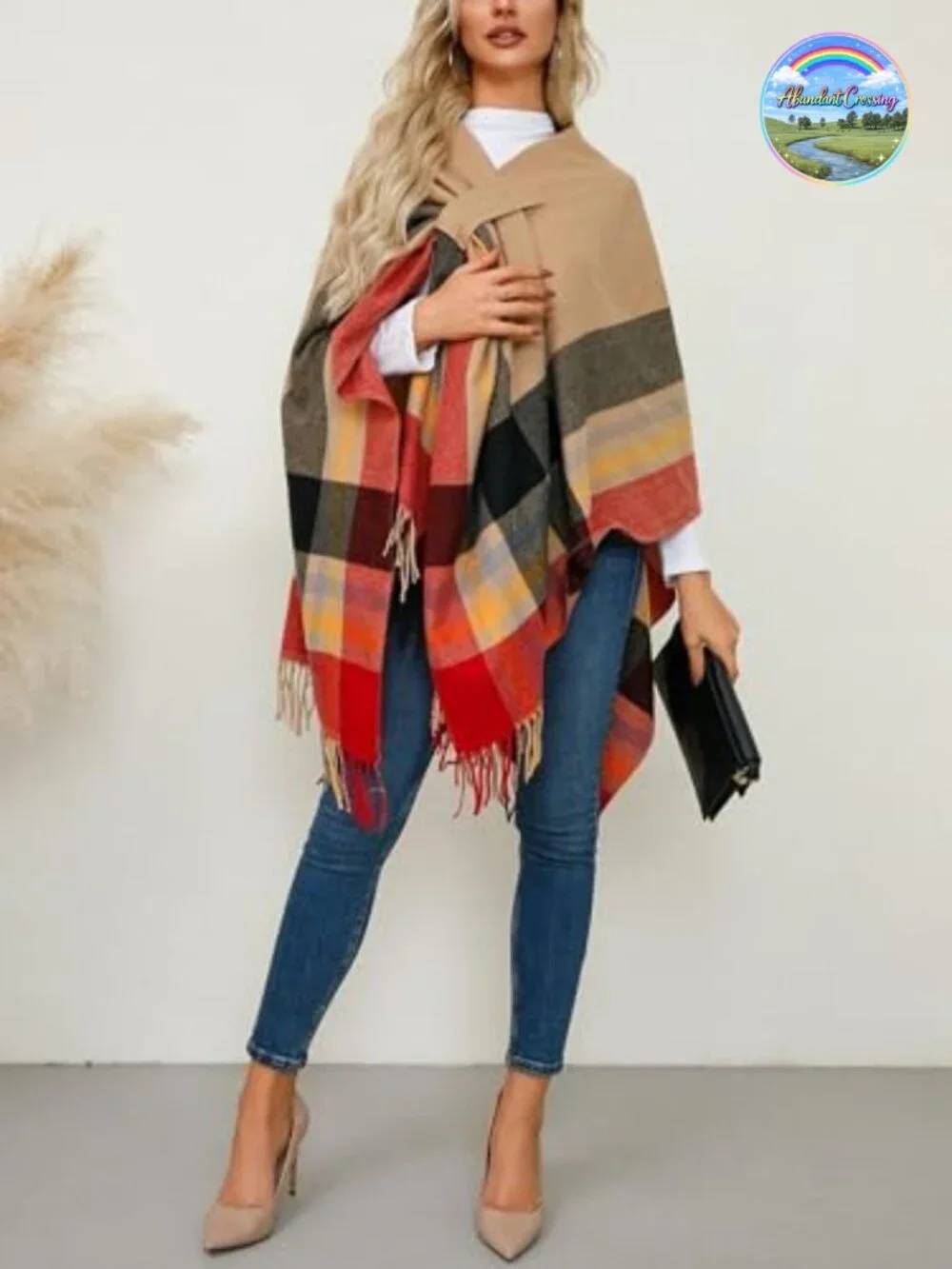 Elegant Reversible Shawl Wrap Open Front Poncho Cape Cardigan for Travel Gift